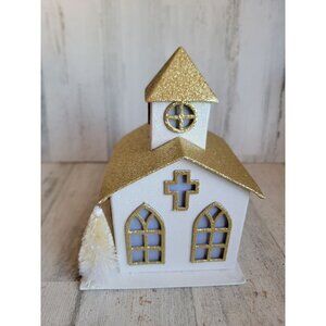 Glitter golden light up Church Xmas home decor figure religious